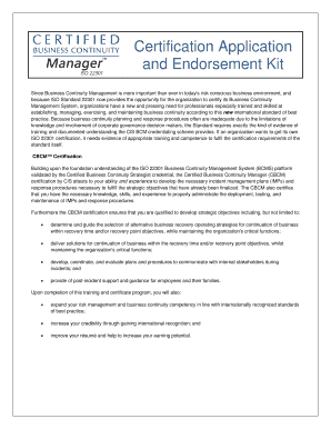 Certified Business Continuity Manager Application