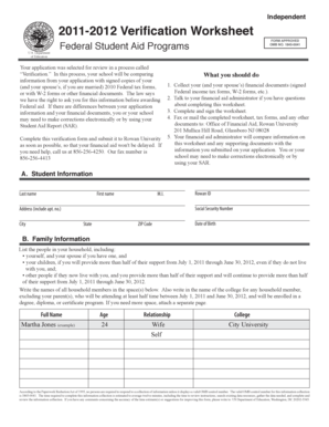 2011-2012 Verification Worksheet