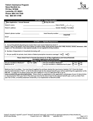 Novo Nordisk Patient Assistance Program Application