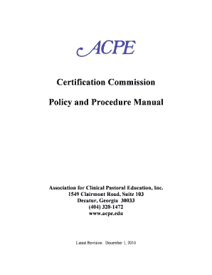 ACPE Policy and Procedures Manual - Accreditation Council for ... - acpe