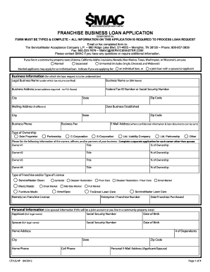 Franchise Business Loan Application