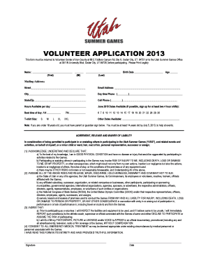 Volunteer Application 2013