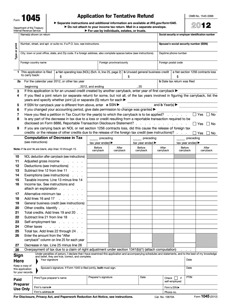 For the calendar year 2012, or other tax year Preview on Page 1