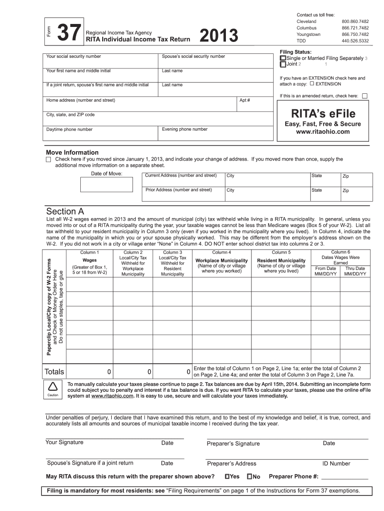 2013 rita form Preview on Page 1.