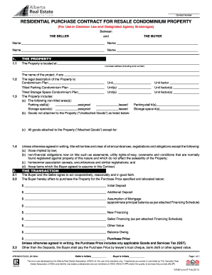Residential Purchase Contract for Resale Condominium Property