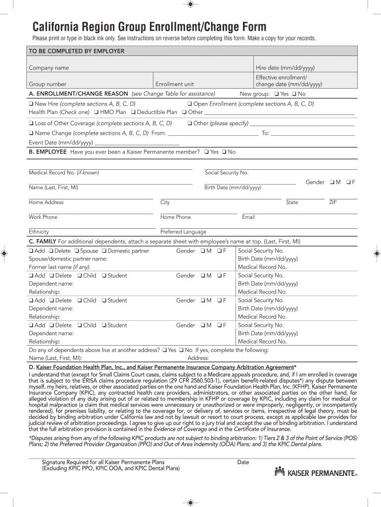 Kaiser permanente enrollment forms 1997 cummins 12 valve
