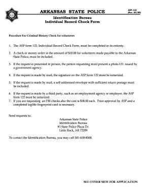 Arkansas State Police ASP-122 Form
