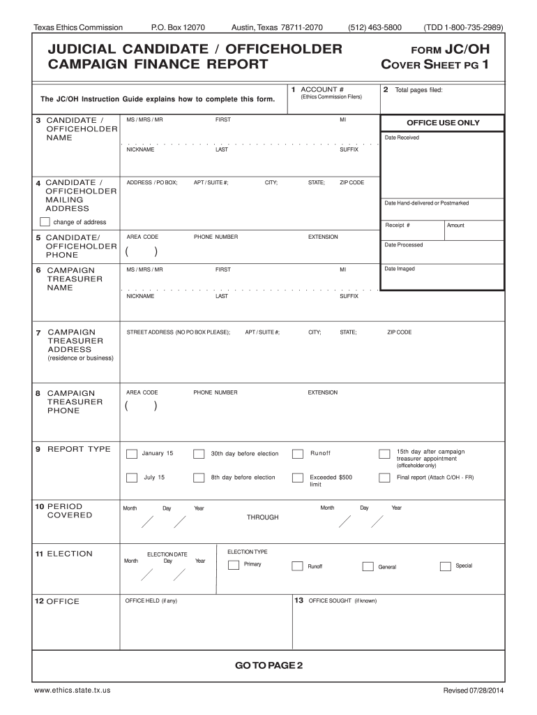 Form JC OH - Texas State Ethics Commission - ethics state tx Preview on Page 1