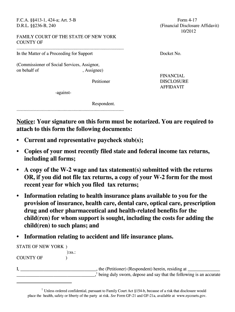 financial disclosure affidavit short form Preview on Page 1.