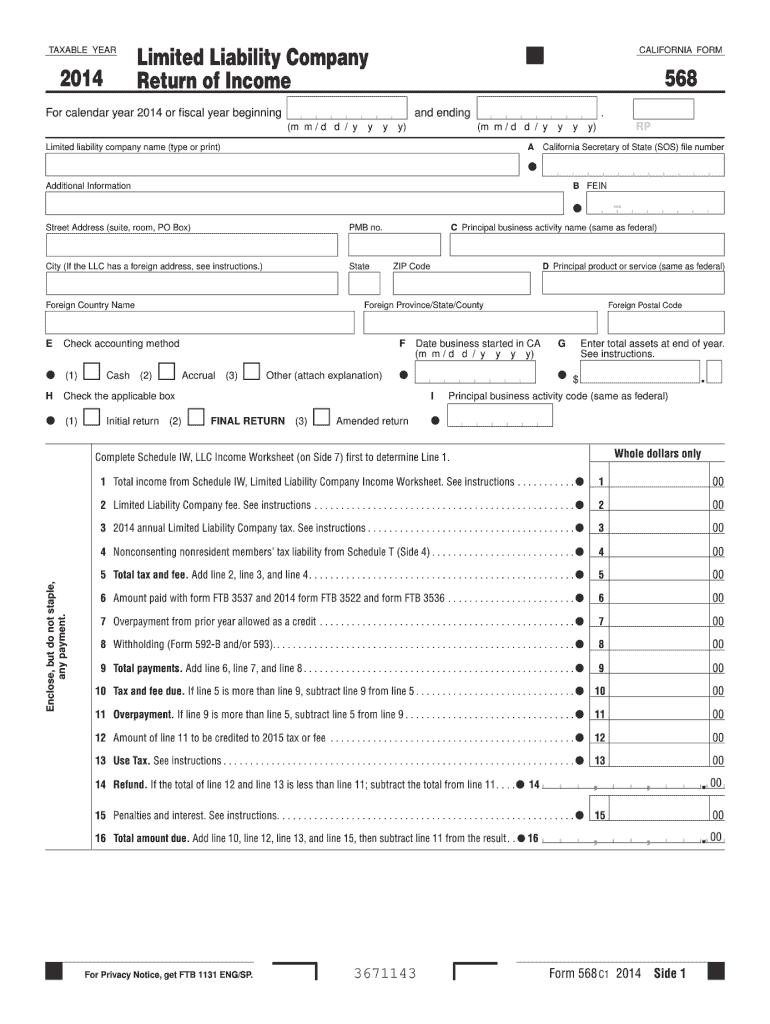 form 568 instructions 2014 Preview on Page 1.