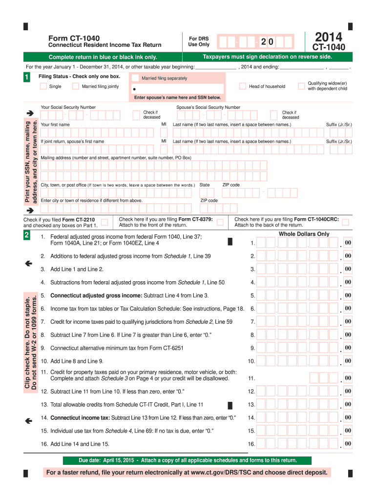 2014 ct 1040 form Preview on Page 1.