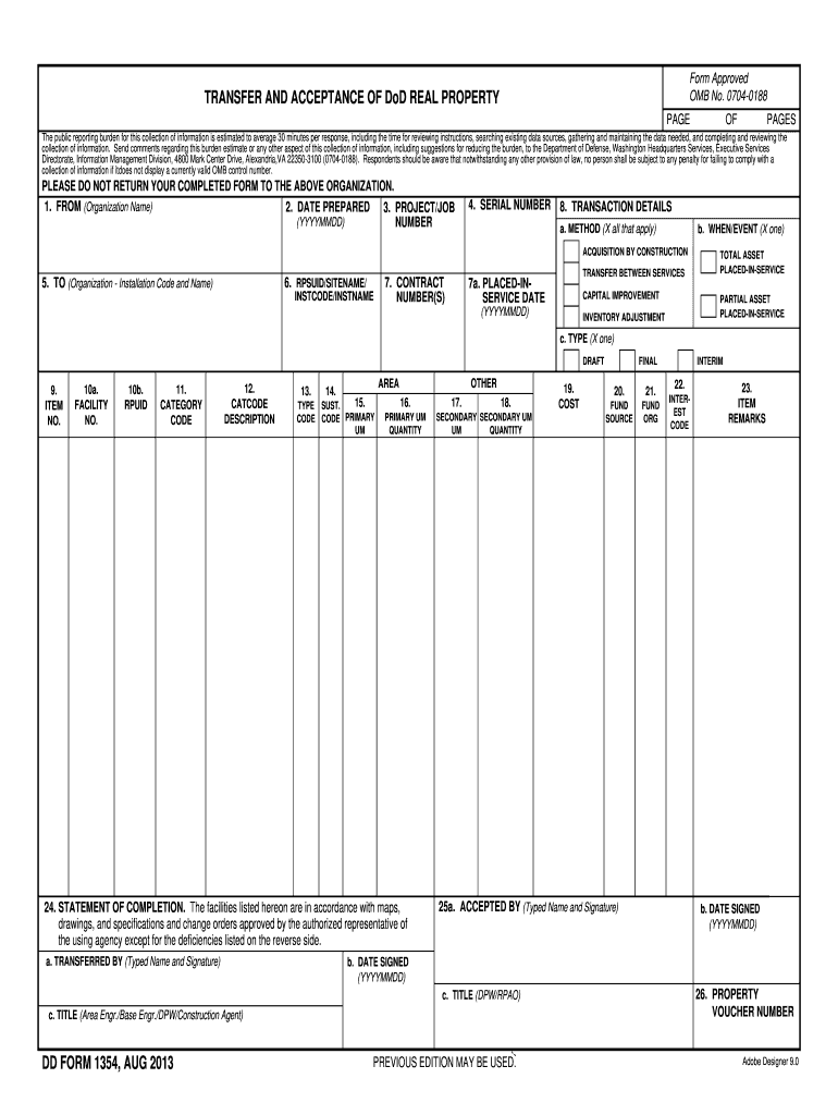 2013 2025 Form DD 1354 Fill Online Printable Fillable Blank PdfFiller