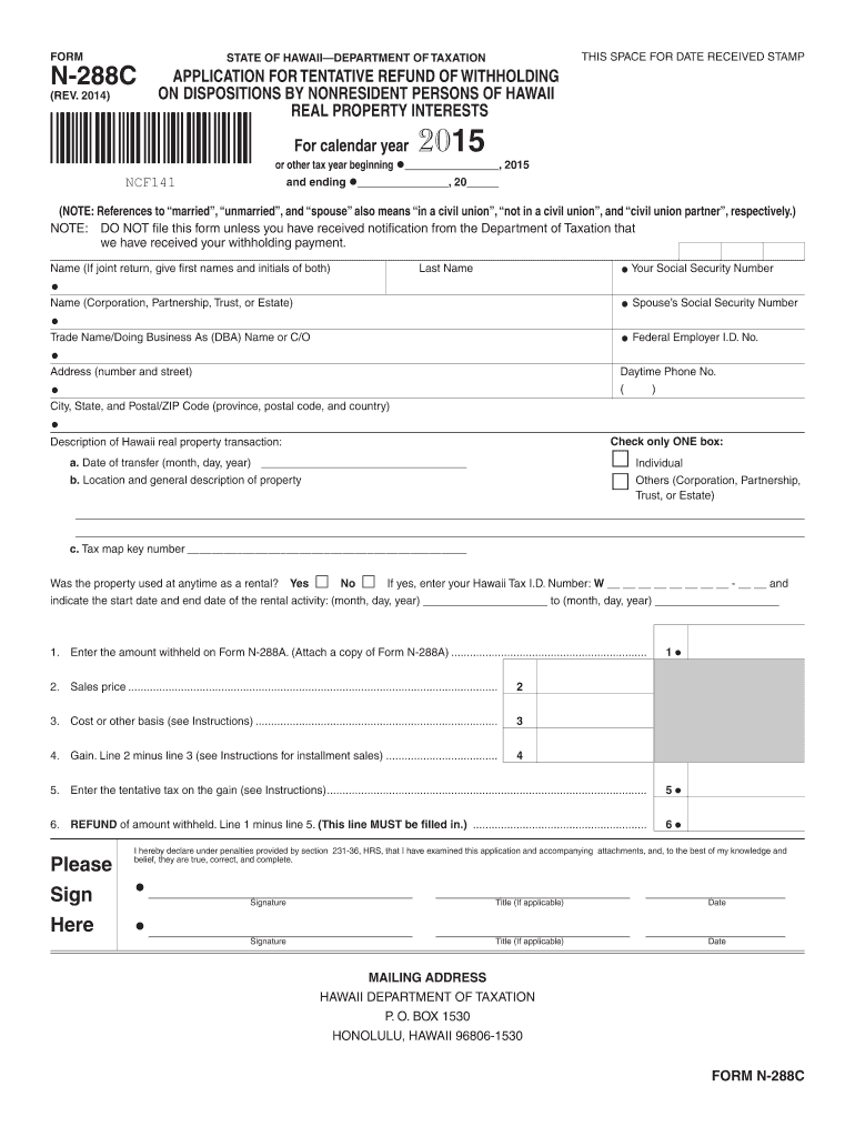 hawaii form n 288c 2015 Preview on Page 1