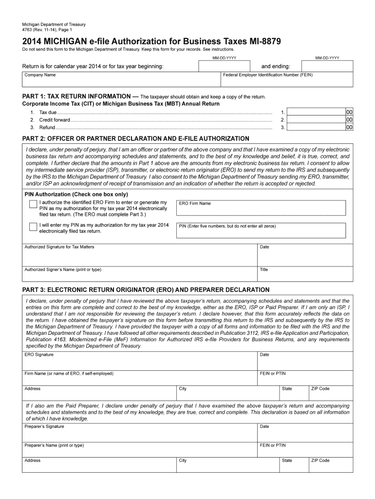 michigan form 4763 2014 Preview on Page 1