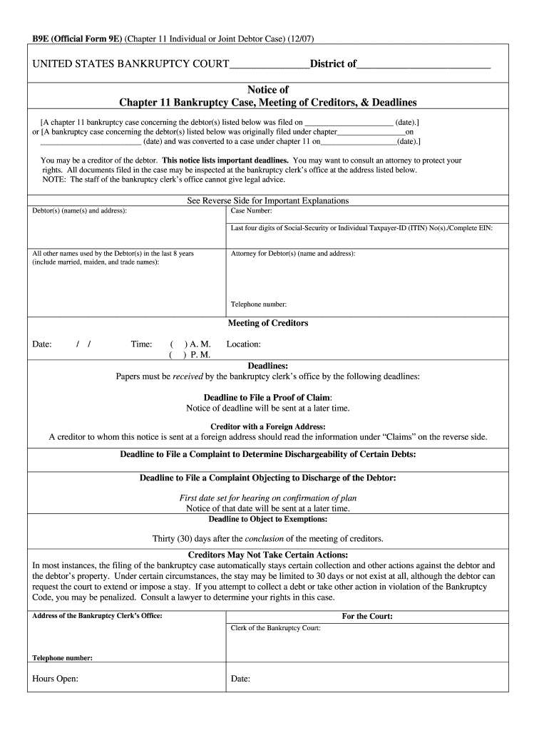 bankruptcy b9e of meeting Preview on Page 1