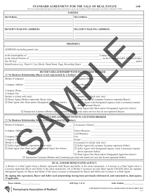 Standard Agreement for the Sale of Real Estate