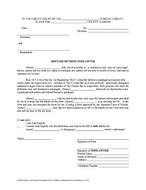 Florida Family Law Nonlawyer Disclosure Form