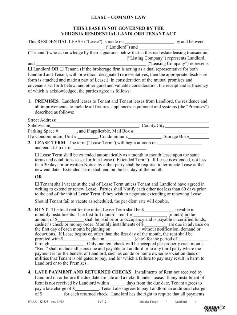 nvar lease agreement Preview on Page 1