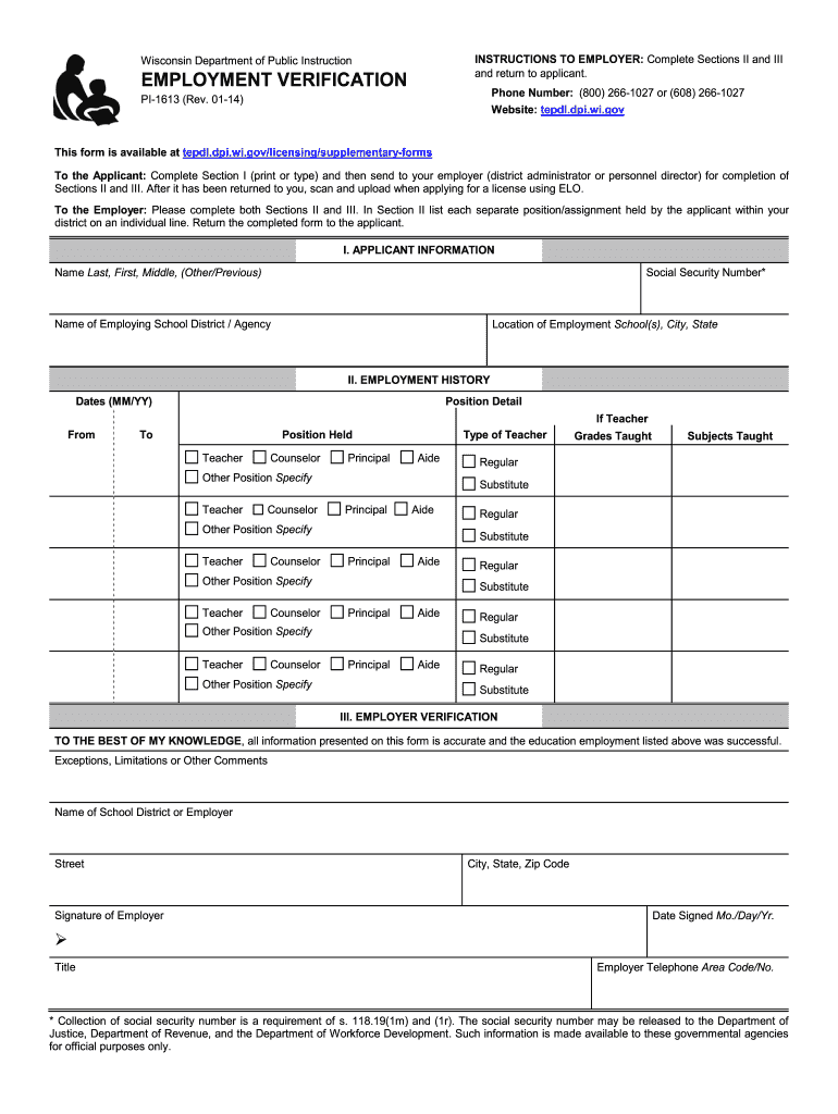 2014 2020 Form WI DPI PI 1613 Fill Online Printable Fillable Blank 2014 2020 Form WI DPI PI 1613 Fill Online Printable Fillable Blank
