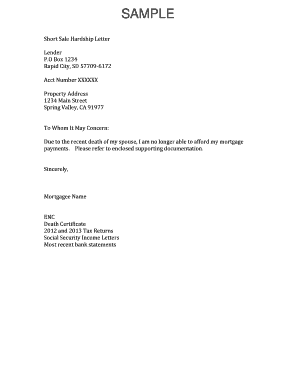 Short Sales Letter Example Fill Online Printable Fillable Blank