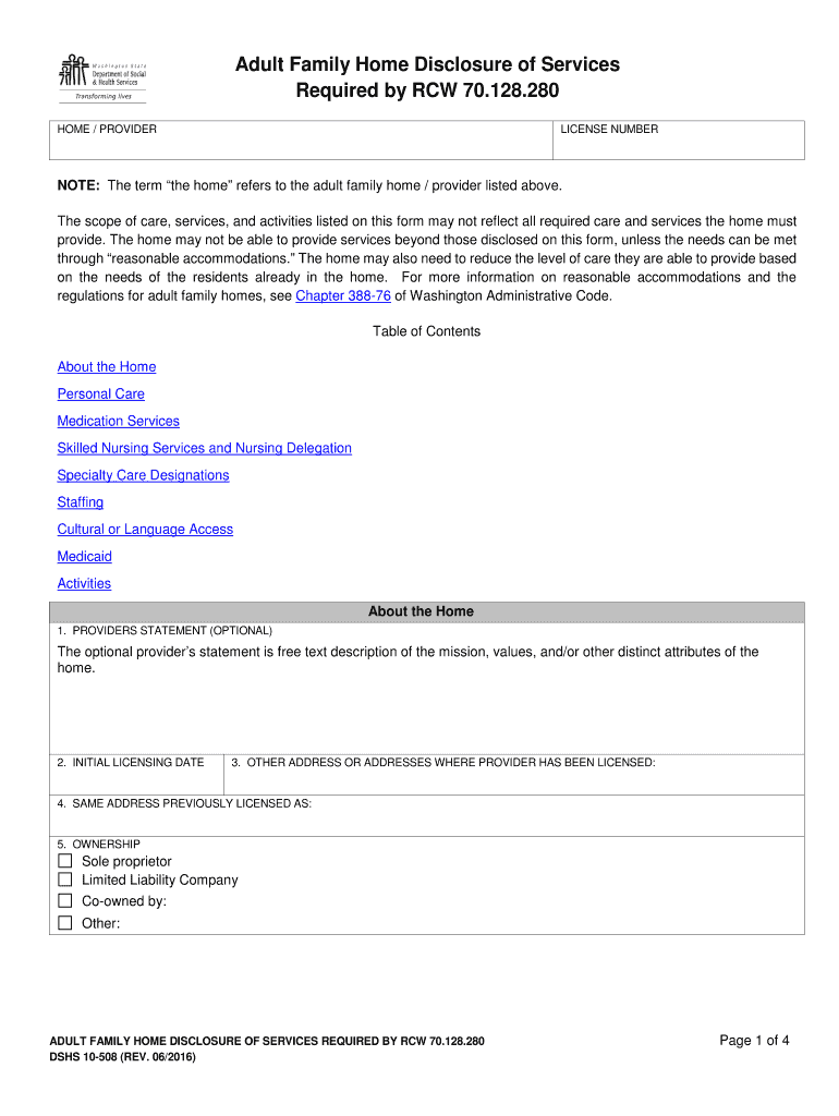 adult family home disclosure of charges Preview on Page 1