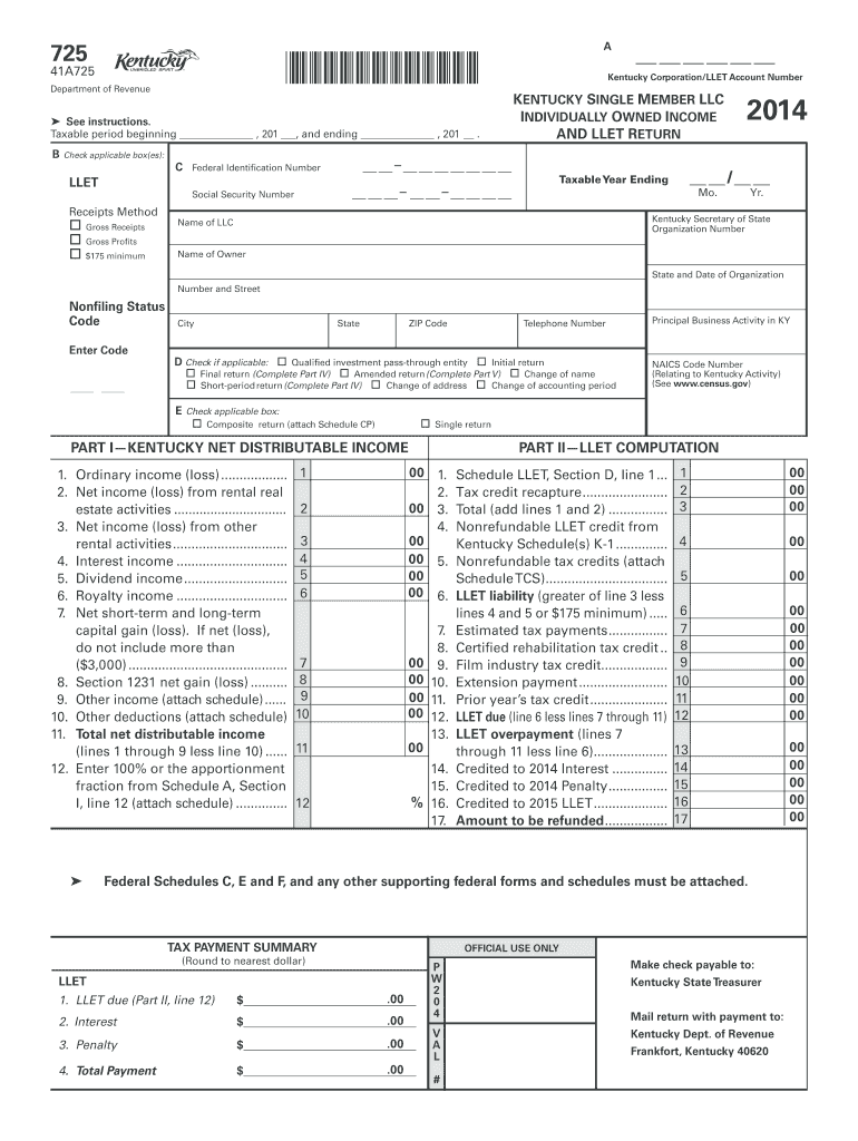 form 725 kentucky 2022 Preview on Page 1.