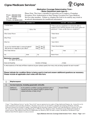 Cigna Medicare Botox Coverage Determination Form