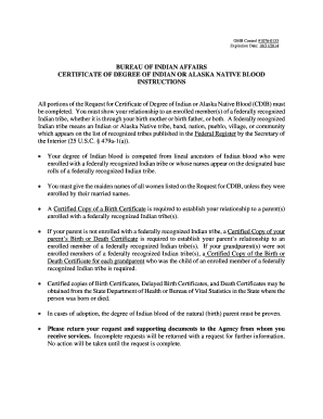Certificate of Degree of Indian or Alaska Native Blood