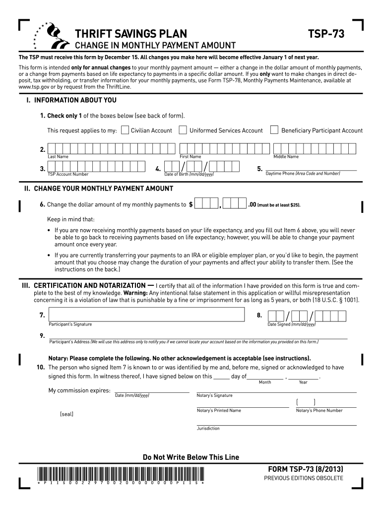 TSP 73 2013 2021 Fill And Sign Printable Template Online US Legal Forms