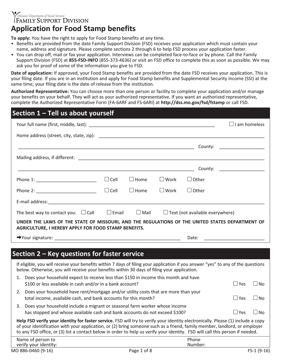 Food Stamp Application Form