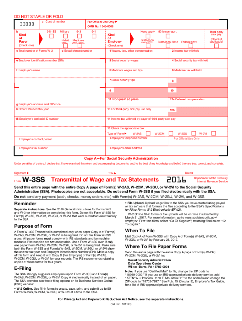 w 3 ss 2016 form Preview on Page 1