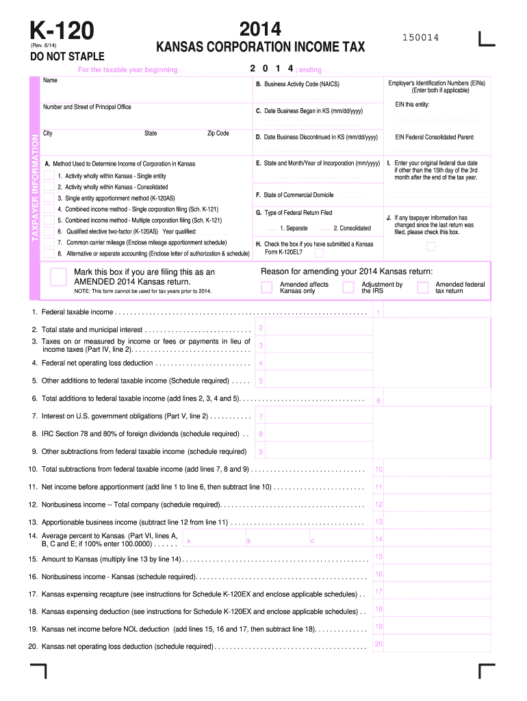 2014 k 120 form Preview on Page 1.