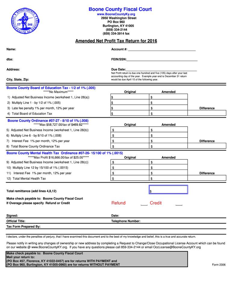 net profit tax return 2016 form Preview on Page 1