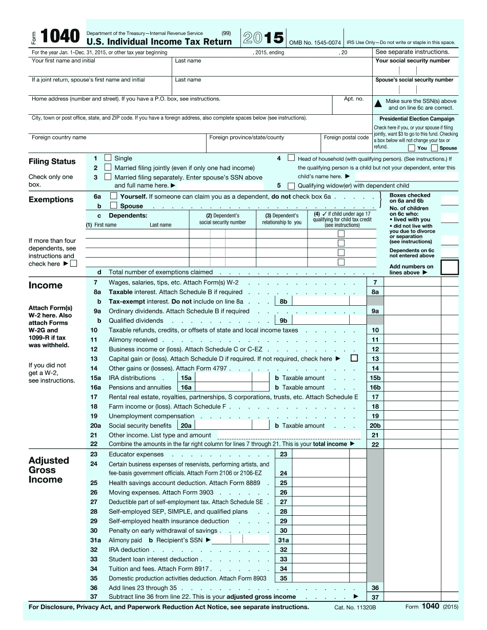 2015 IRS 1040 vs. Form 1040 Schedule C-ez