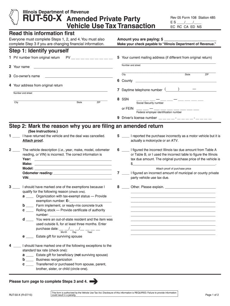 20152022 Form IL RUT50X Fill Online, Printable, Fillable, Blank
