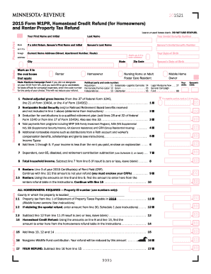 2015 Form MN DoR M1PR Fill Online, Printable, Fillable, Blank - PDFfiller