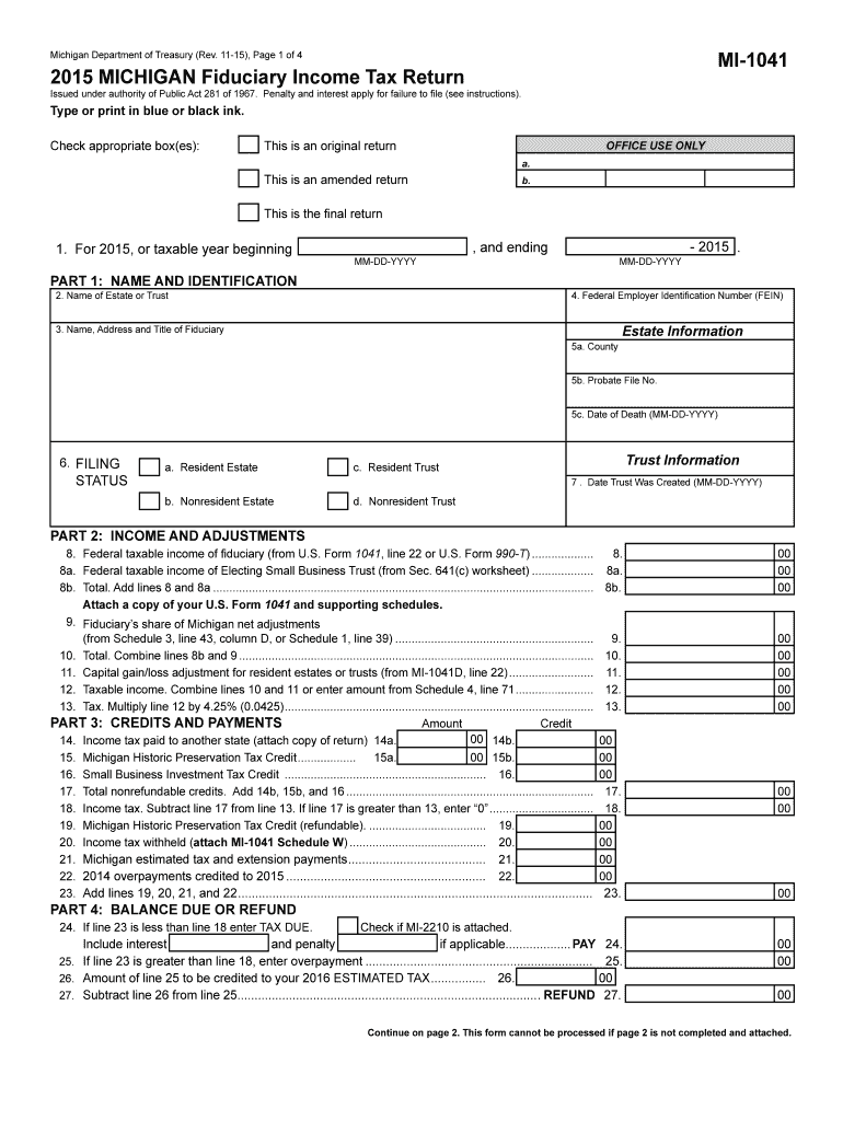 2015 michigan schedule 1 form Preview on Page 1