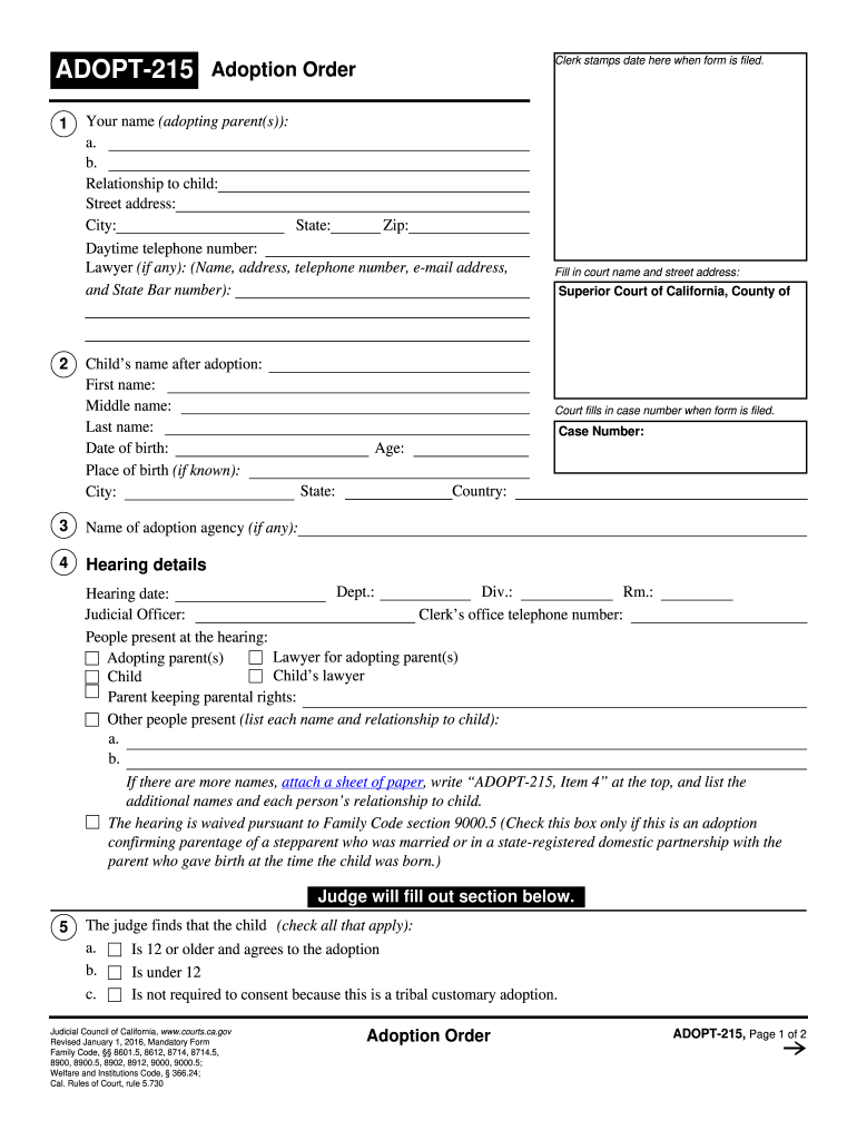 2016 2021 Form Ca Adopt 215 Fill Online Printable Fillable Blank Pdffiller