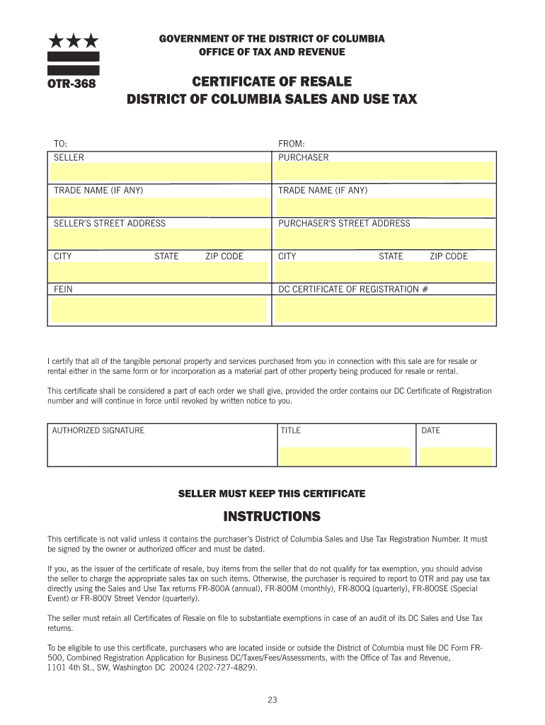 DC OTR 368 2016 Fill Out Tax Template Online US Legal Forms