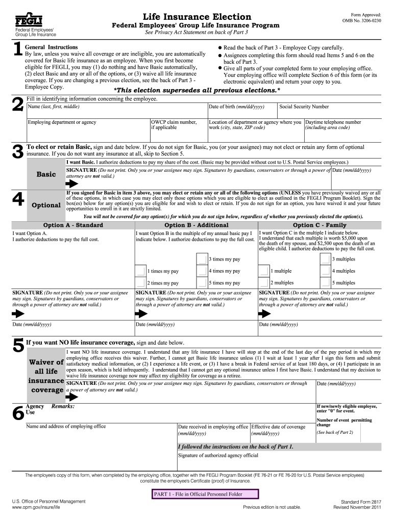 2011 2025 Form OPM SF 2817 Fill Online Printable Fillable Blank