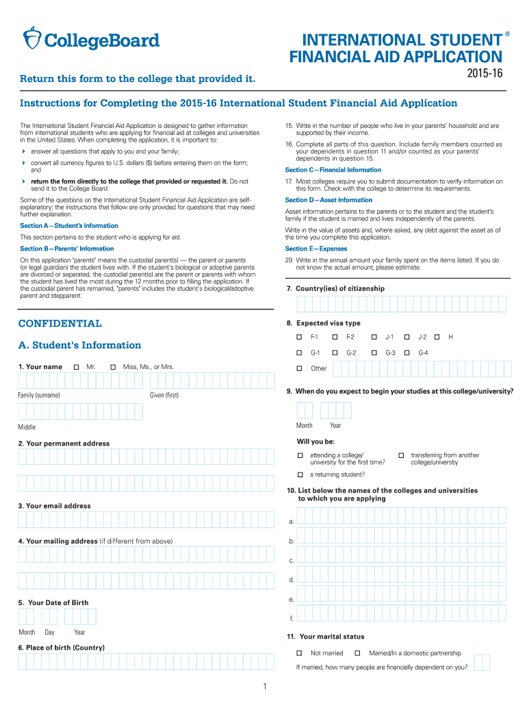 student financial aid application Preview on Page 1.