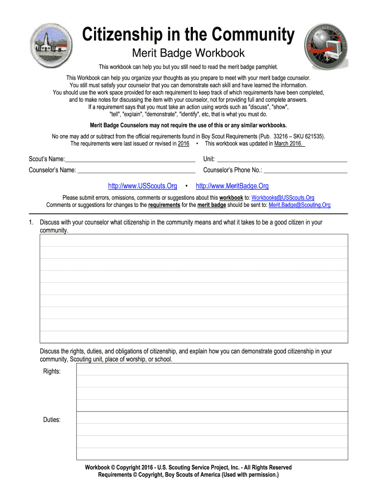 Citizenship In Society Merit Badge Worksheet Fill Online, Printable