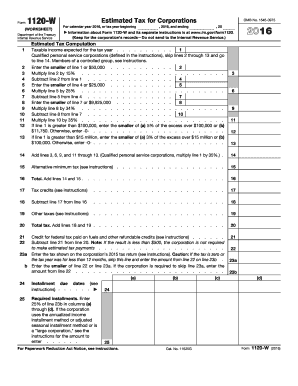 IRS Form 1120-W Estimated Tax for Corporations