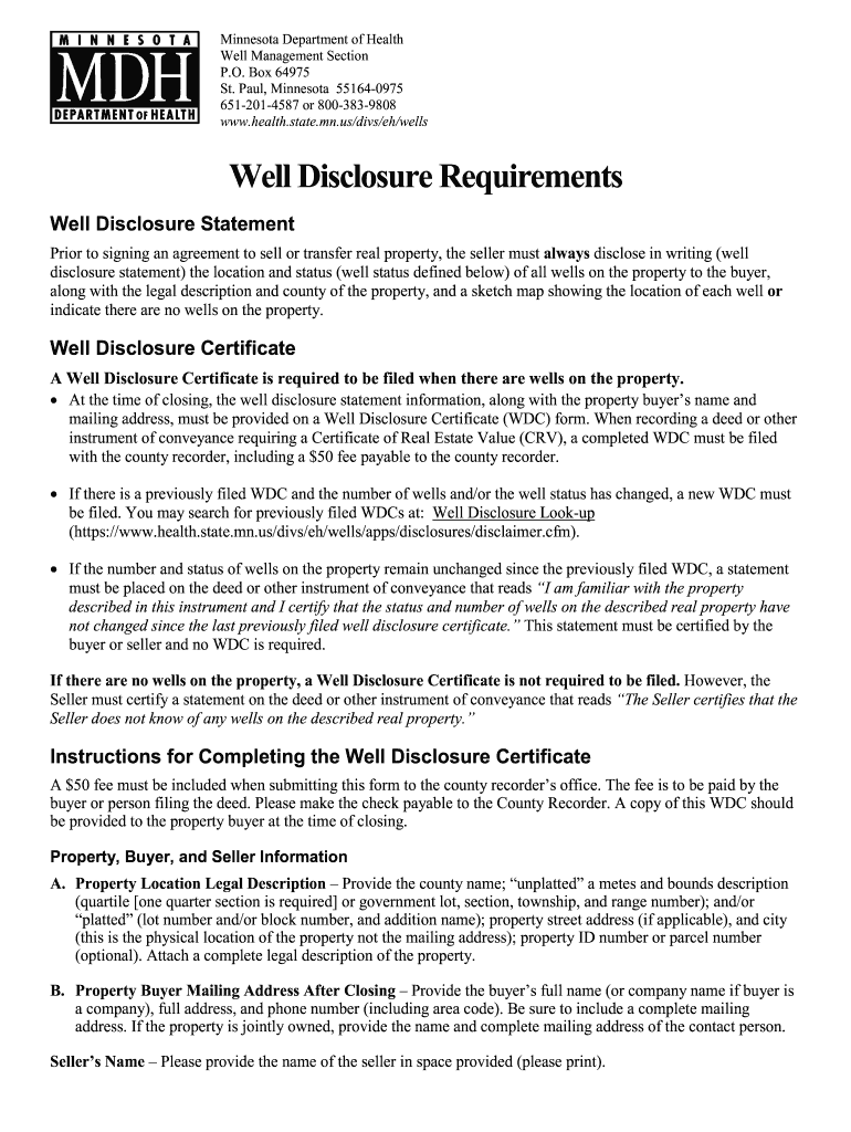 mn well disclosure form Preview on Page 1