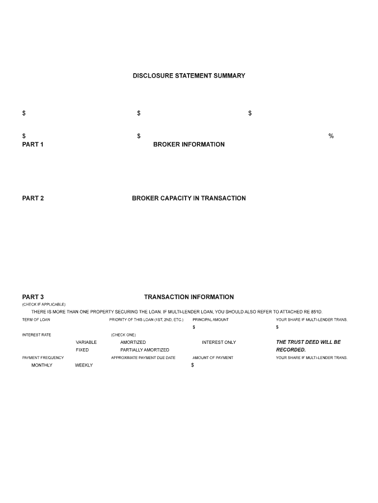 california lender disclosure form Preview on Page 1