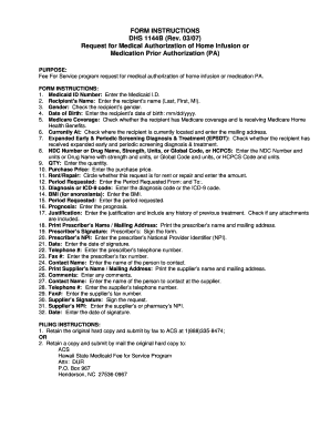 DHS 1144B Medical Authorization Form