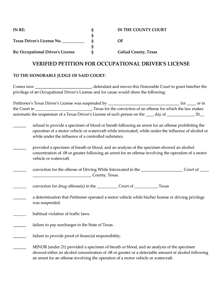 texas verified petition Preview on Page 1