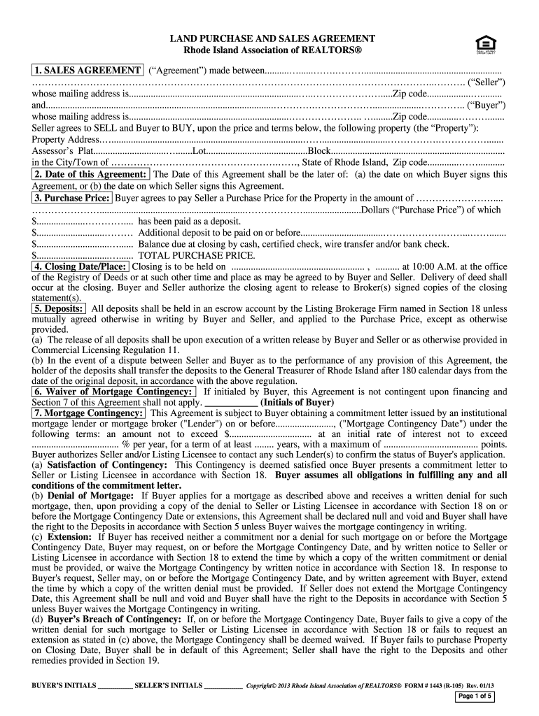 rhode island land sales agreement Preview on Page 1