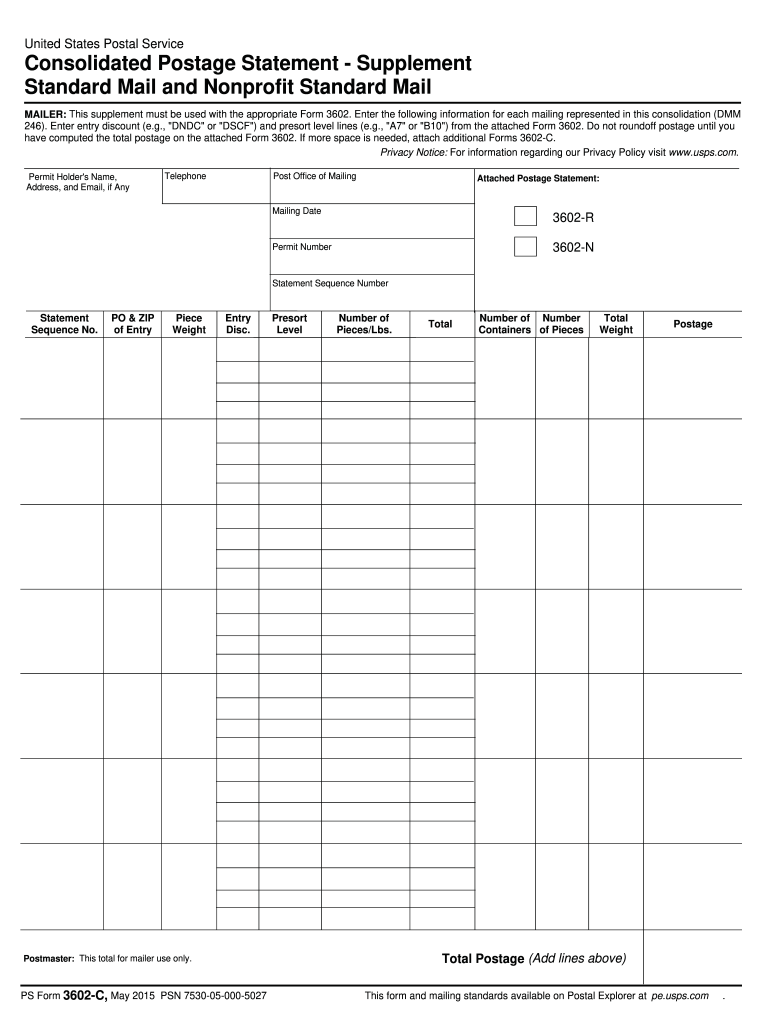 2015 2021 Form USPS PS 3602 C Fill Online Printable Fillable Blank 