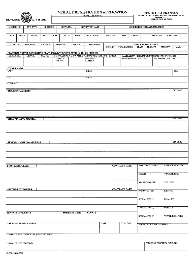 Arkansas Title Application Fill Online Printable Fillable Blank 